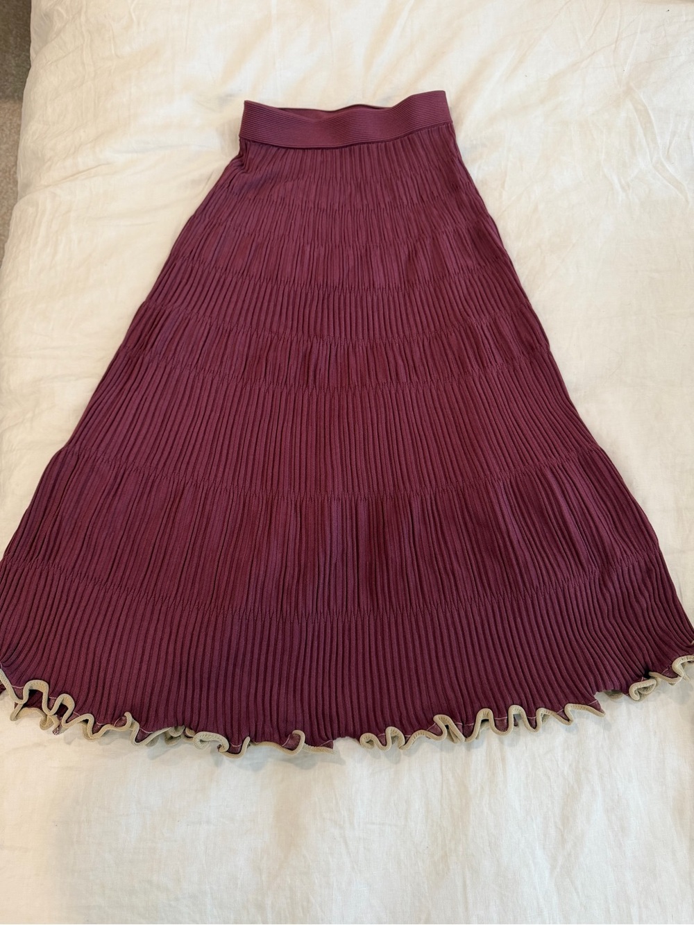 Pleated Midi Skirt in Deep Burgundy